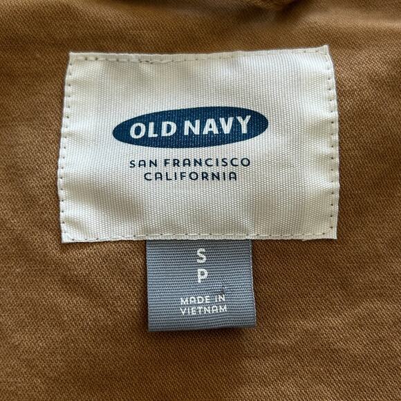 Old Navy Utility Field Jacket Women’s S Petite Brown Zip Front Drawstring Waist - Picture 6 of 7